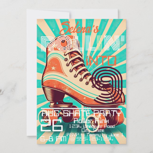 Invitación Personalizado del partido de cumpleaños Roller Ska (Anverso)