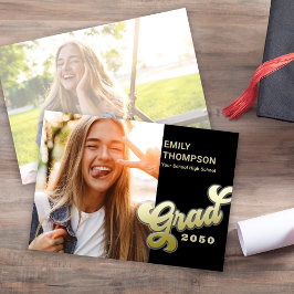 Invitación Personalizado del partido de graduación Black Gold