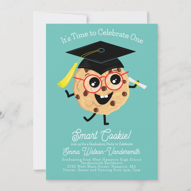Invitación Personalizado del Partido de Graduación Cute Smart (Anverso)