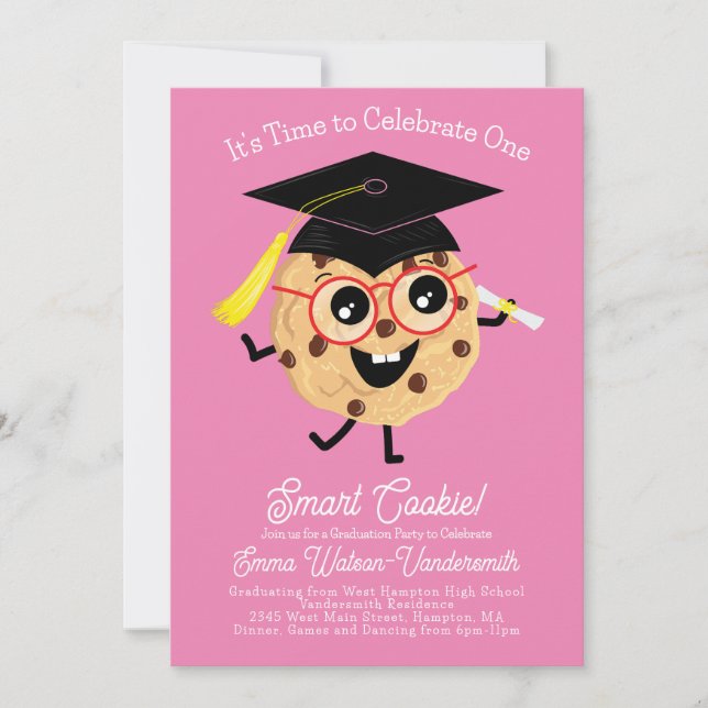 Invitación Personalizado del Partido de Graduación Cute Smart (Anverso)