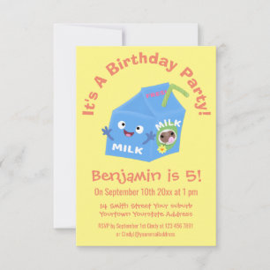 Invitación Personalizado del personaje de la caja de leche fe