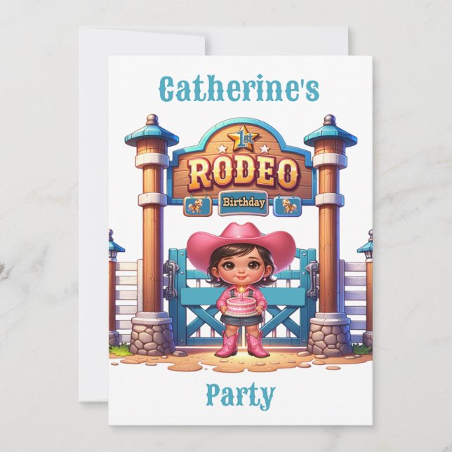 Invitación Personalizado del primer rodeo de cumpleaños de Co (Anverso)