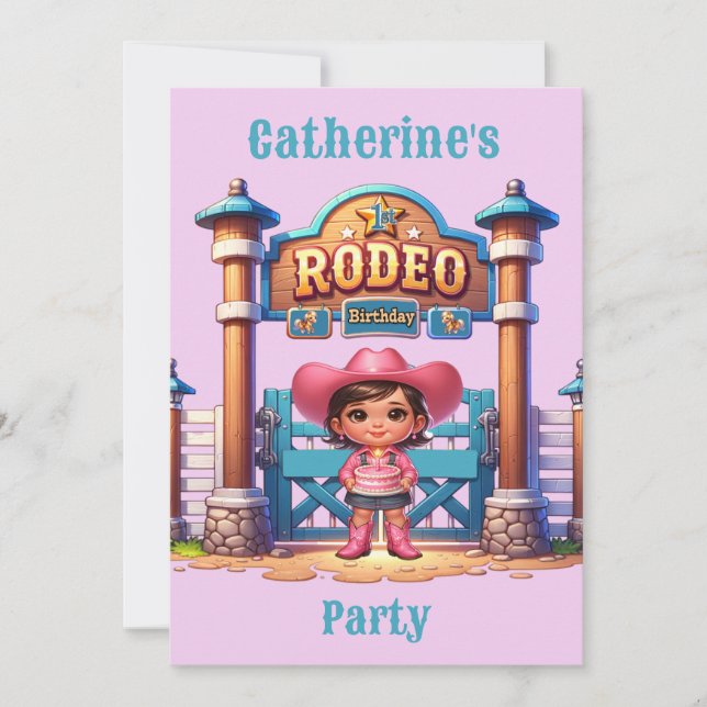 Invitación Personalizado del primer rodeo de cumpleaños de Co (Anverso)