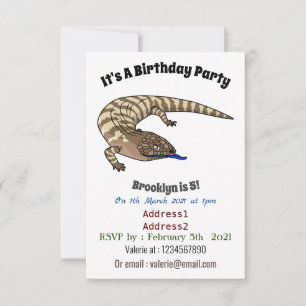 Invitación Personalizado del reptil de lagarto de lengua azul