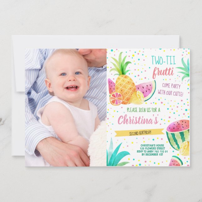 Invitación Personalizado del segundo cumpleaños del Chica Two (Anverso)