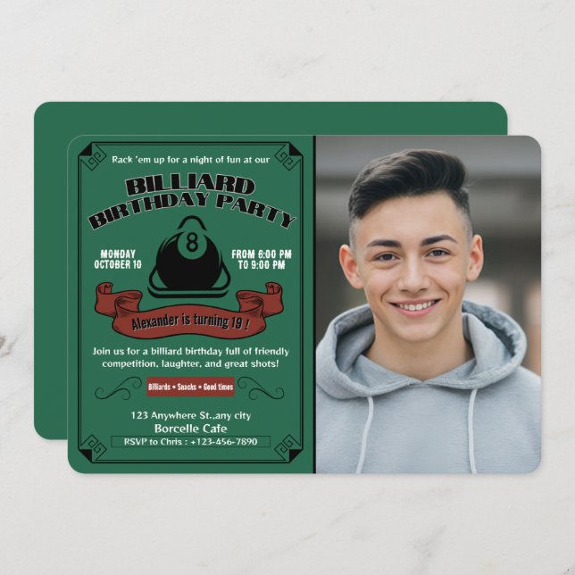 Invitación Personalizado del tema de la fiesta de cumpleaños  (Anverso / Reverso)