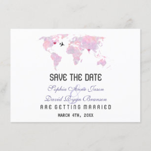 Invitación Personalizado Destino Mapa Mundial Boda Guardar la