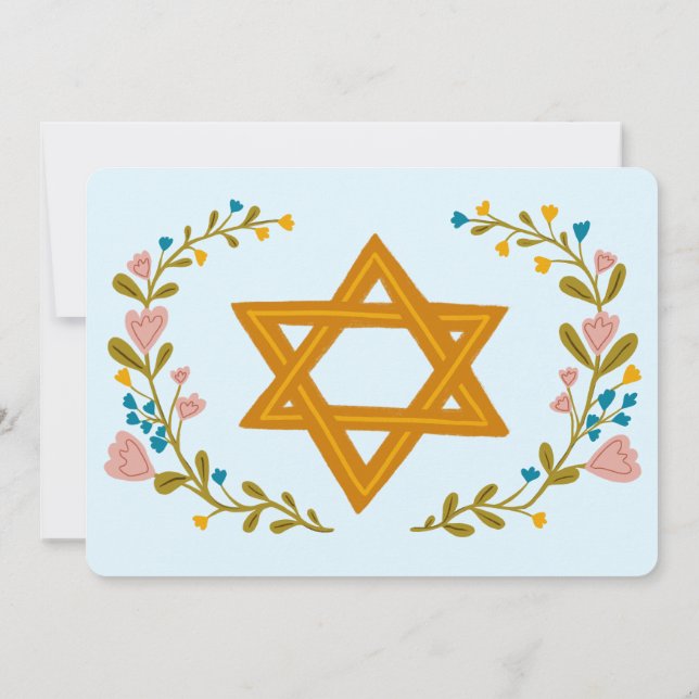 Invitación Personalizado dibujado a mano por Floral Wreath Ba (Reverso)