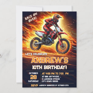 Invitación Personalizado digital Motocross Dirt Bike Birthday