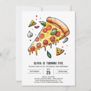 Invitación Personalizado digital Pizza Cumpleaños