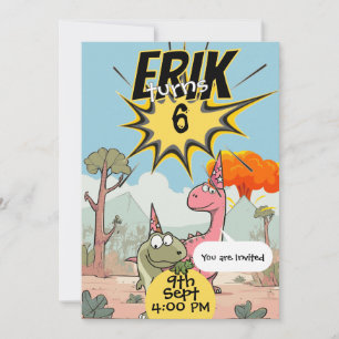Invitación Personalizado Dino 6º cumpleaños para los amantes