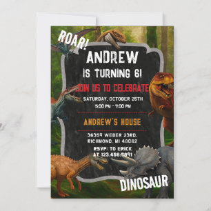 Invitación Personalizado Dino Boy Dinosaurio cumpleaños T-Rex