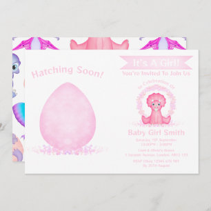 Invitación Personalizado Dino Watercolor Dinosaur Chica Baby