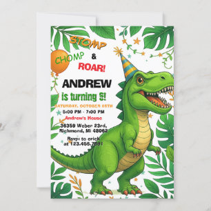 Invitación Personalizado Dinosaur T-rex fiesta de cumpleaños 