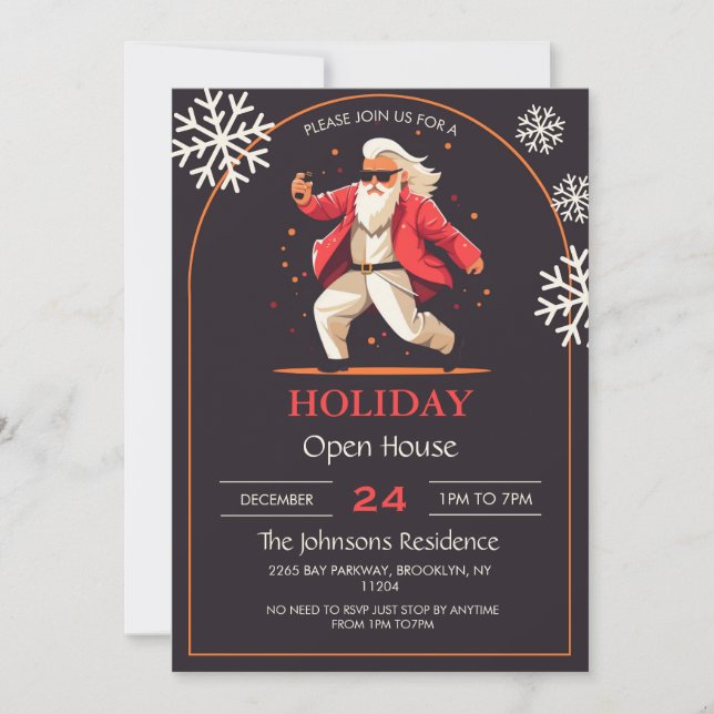 Invitación Personalizado Disco Dancing Santa Claus (Anverso)