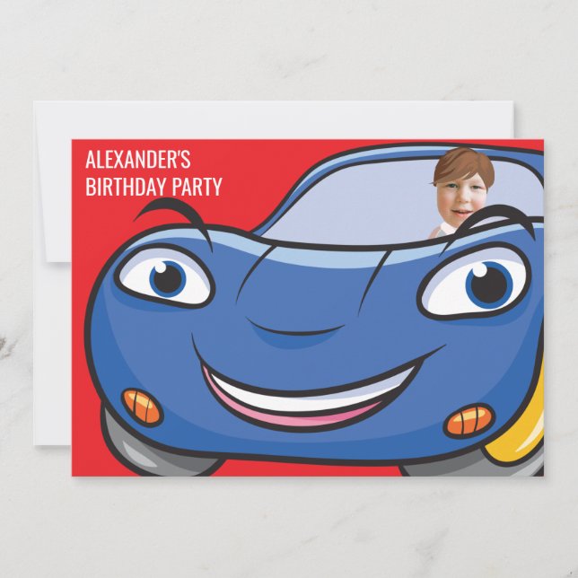 Invitación Personalizado divertida de Birday Car Automotive C (Anverso)