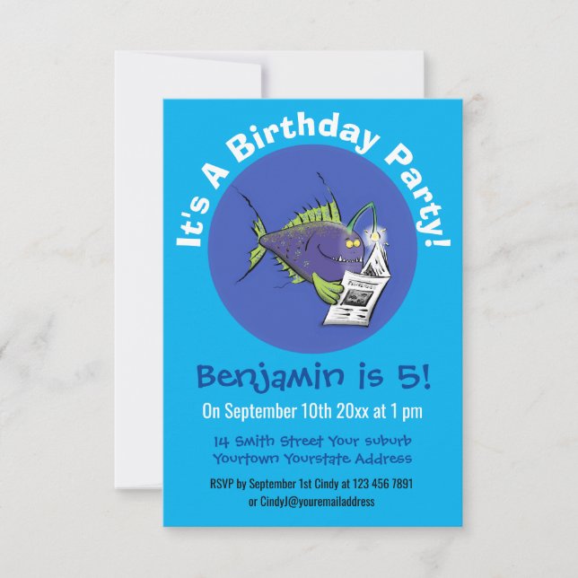 Invitación Personalizado divertida de pescados y mariscos (Anverso)