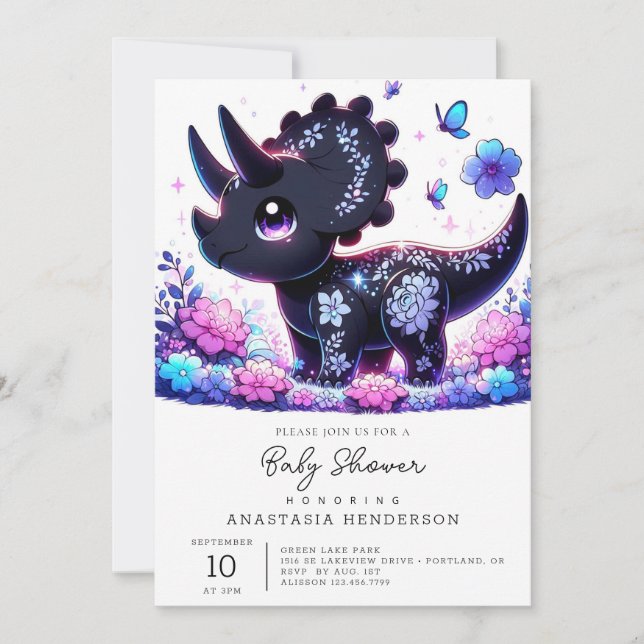Invitación Personalizado divertida Dinosaur Baby Shower (Anverso)