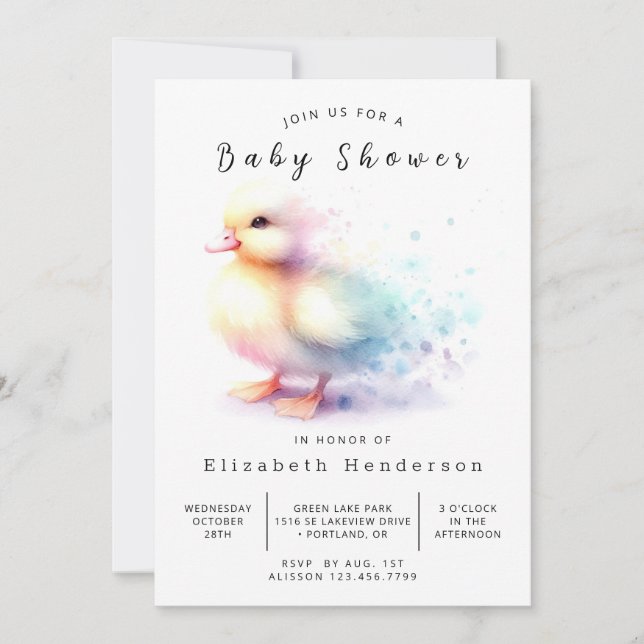 Invitación Personalizado divertido Duck Baby Shower (Anverso)