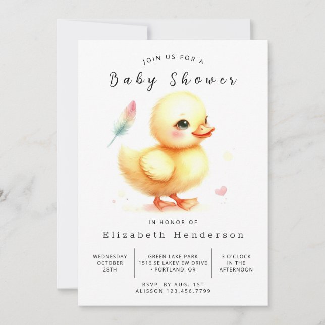 Invitación Personalizado divertido Duck Baby Shower (Anverso)