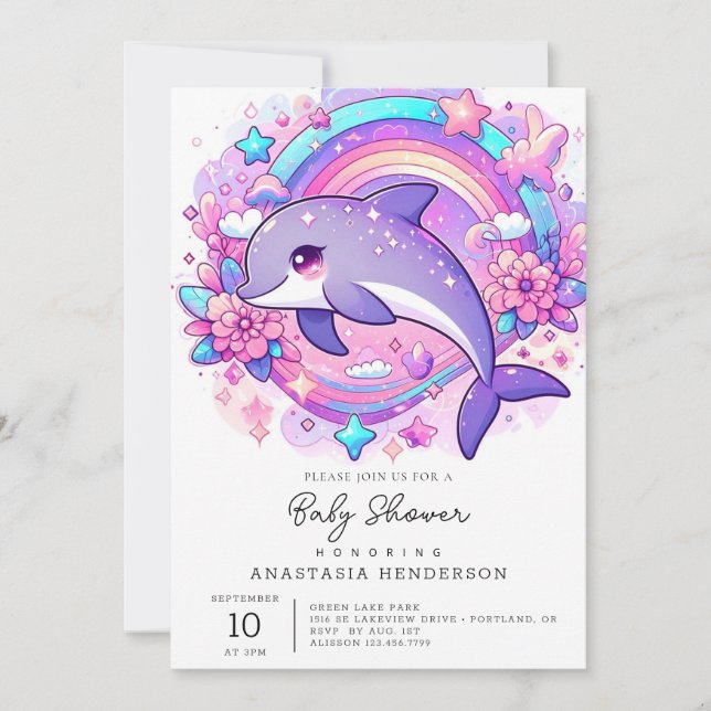 Invitación Personalizado Dolphin Baby Shower (Anverso)