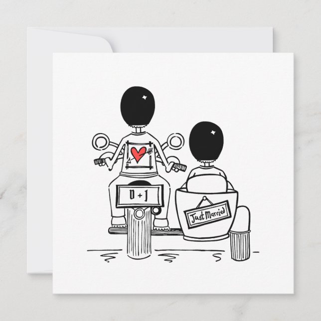 Invitación Personalizado Dos Grooms Motocicleta y Boda de Sid (Anverso)