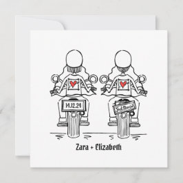 Invitación Personalizado dos novias Boda de motocicleta
