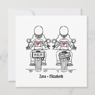 Invitación Personalizado dos novias Boda de motocicleta