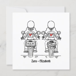 Invitación Personalizado dos novias Boda de motocicleta