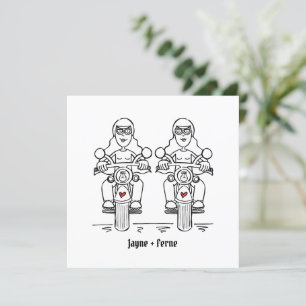 Invitación Personalizado dos novias Boda de motocicleta