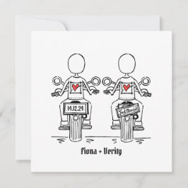 Invitación Personalizado dos novias Boda de motocicleta