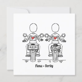 Invitación Personalizado dos novias Boda de motocicleta