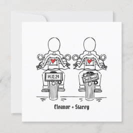 Invitación Personalizado dos novias Boda de motocicleta