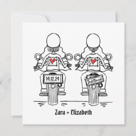 Invitación Personalizado dos novias motociclista Boda lesbian