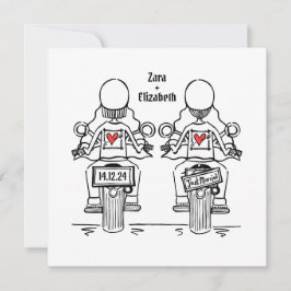 Invitación Personalizado dos novias motociclista Boda lesbian