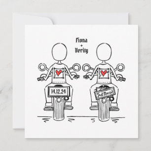Invitación Personalizado dos novias motociclista Boda lesbian