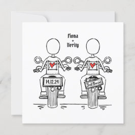 Invitación Personalizado dos novias motociclista Boda lesbian