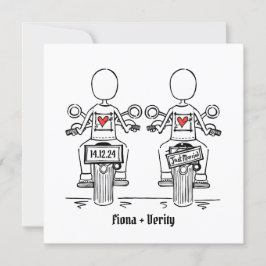 Invitación Personalizado dos novias motociclista Boda lesbian