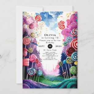 Invitación Personalizado Dreamy Candyland Cumpleaños