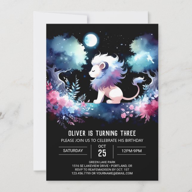 Invitación Personalizado Dreamy Lion Birthday (Anverso)