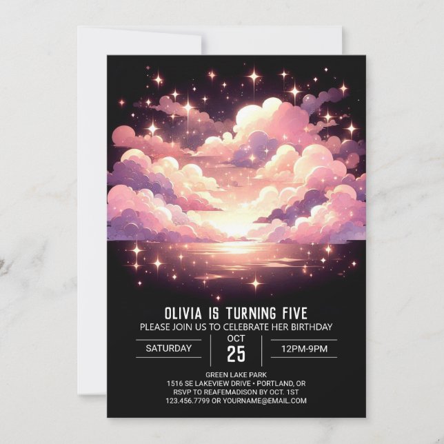 Invitación Personalizado Dulce Celestial Cumpleaños Digital (Anverso)