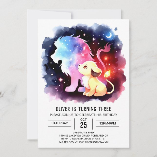 Invitación Personalizado dulce León Cumpleaños (Anverso)