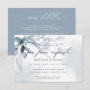 Invitación Personalizado Dusty Blue Foliage2 RSVP DETAILS Inv