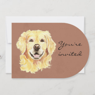 Invitación Personalizado Edad Cumpleaños Golden Retriever Dog