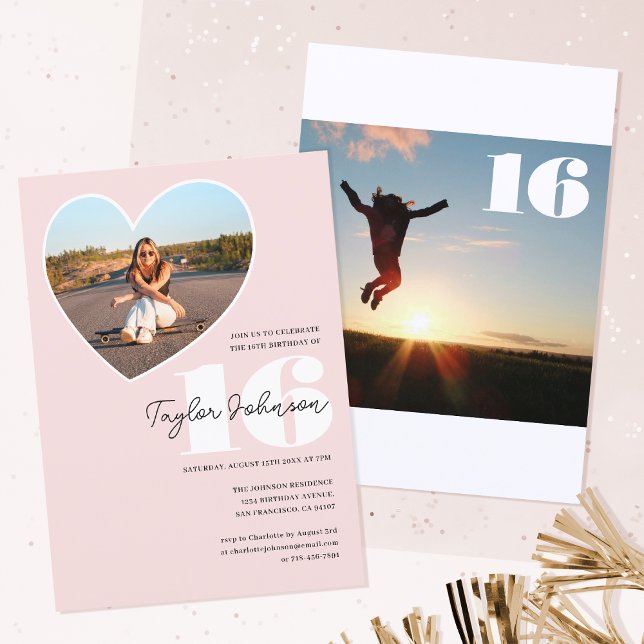 Invitación Personalizado Edad Fiesta de cumpleaños Foto Coraz (Subido por el creador)