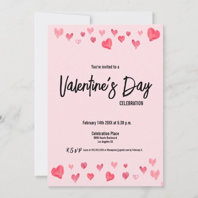 Invitación Personalizado El día de San Valentín Amigos acuare (Anverso)