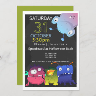 Invitación Personalizado el partido Monster Bash Halloween