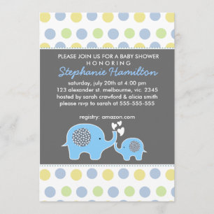 Invitación Personalizado elefante polka hace la ducha de bebé