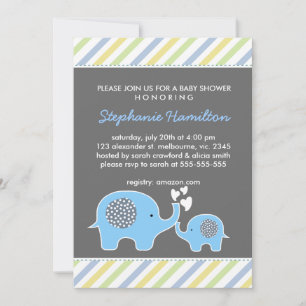 Invitación Personalizado elefante rayas bebé ducha