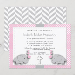 Invitación Personalizado - Elefante Rosa y Gris 🐘 Bebé - Cri